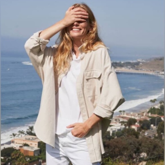 NWT Frank & Eileen Oversized McLoghlin Shirt Jacket Shacket in Natural size S - Picture 3 of 16